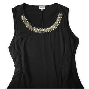 Avenue Beautifully Embellish Tank with Layered Hem Woman’s Size 18 20 Black